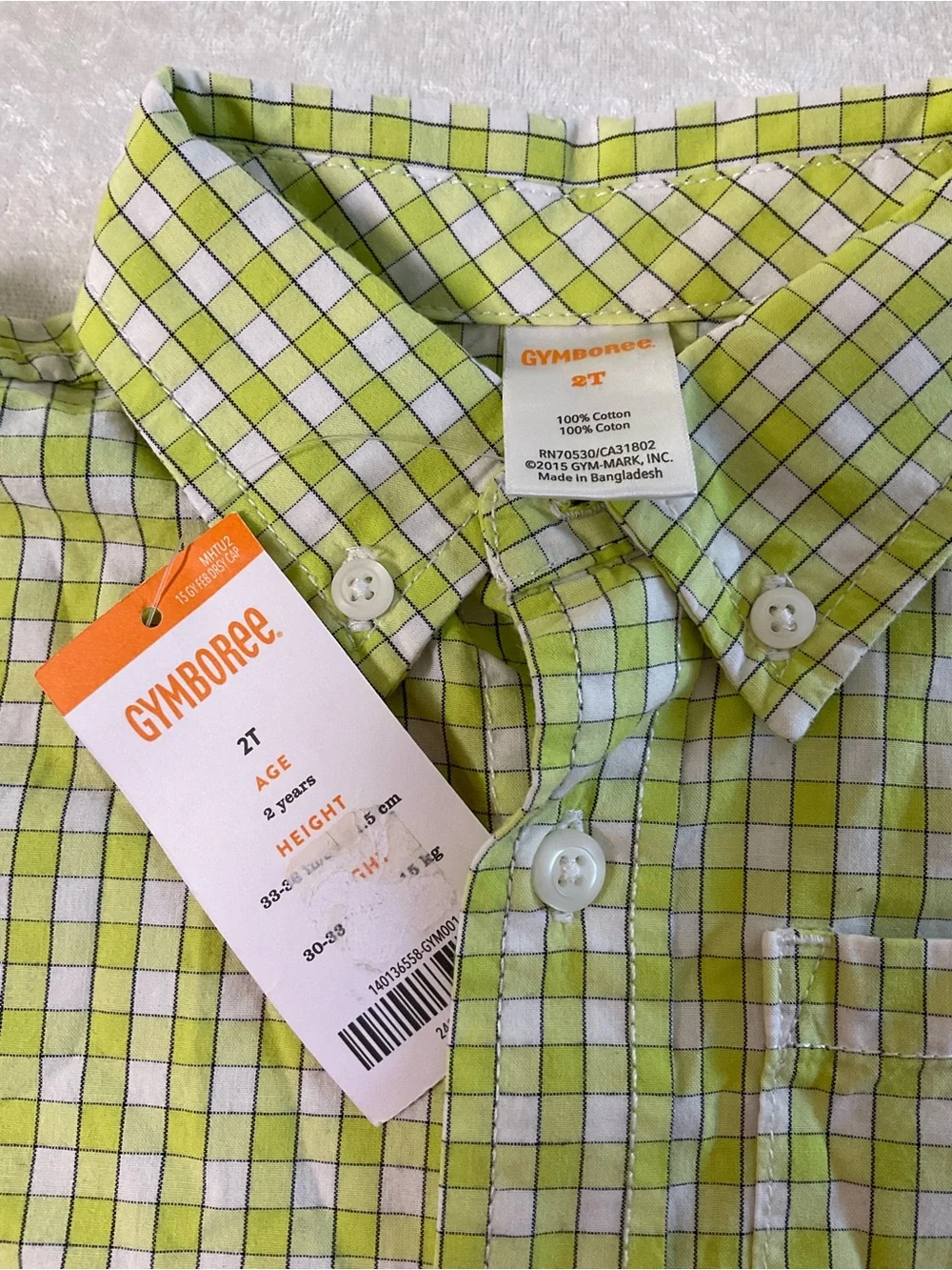Gymboree Lime & White Plaid Button-Down Shirt